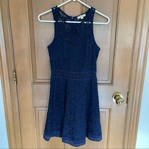 Rebellion Navy Blue Lace Fit & Flare Dress